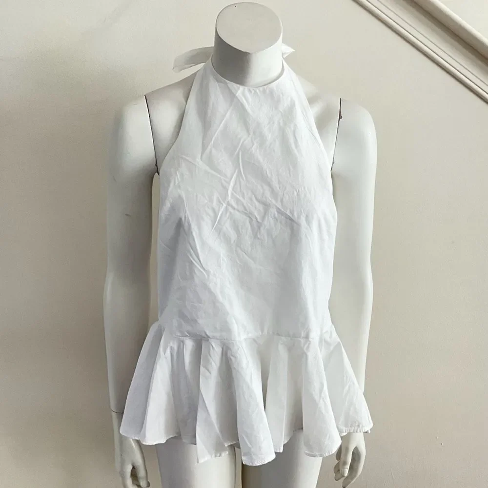 Free People Printemps Moment Peplum Top White S